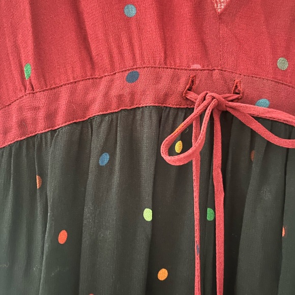 FARM Rio Burgundy, Black, and Tan Polka Dot Maxi Dress - Picture 6 of 11